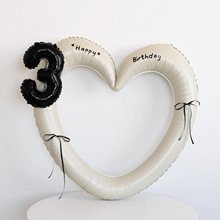 儿童生日镂空爱心相框气球男女孩周岁派对场景布置氛围感拍照道具