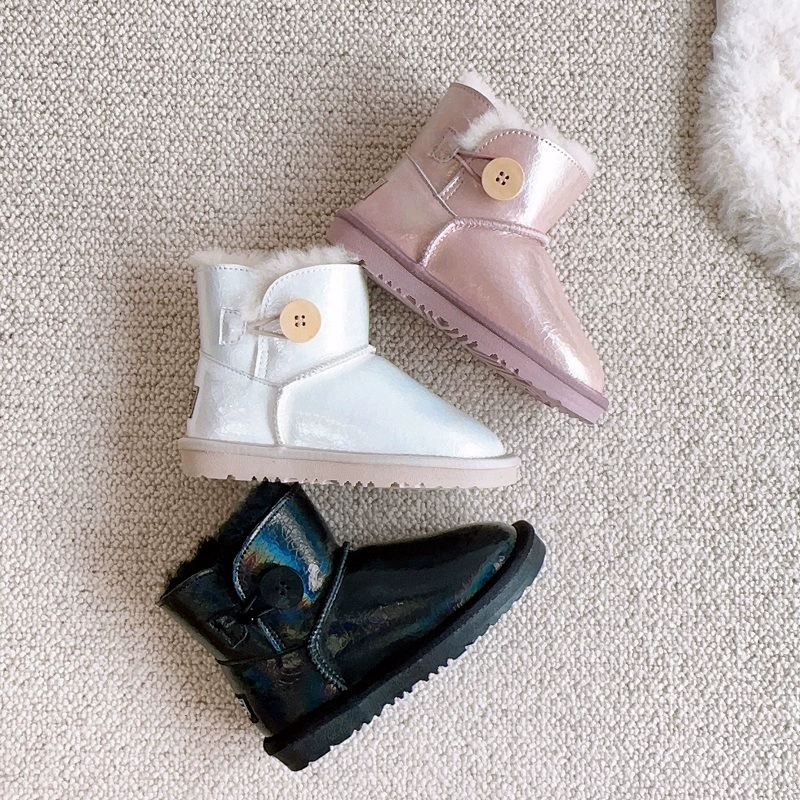 Водонепроницаемые детские зимние ботинки с интегрированной отделкой из кожи и меха, в стиле "родитель-ребенок", большие хлопковые низкие нескользящие ботинки для мальчиков и девочек, на флисовой подкладке и с утолщенным верхом.