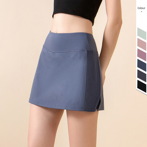 Spring and summer new slit tennis skirt for women, slimming butt-covering and anti-embarrassing yoga cover-up skirt, quick-drying fitness sports skirt