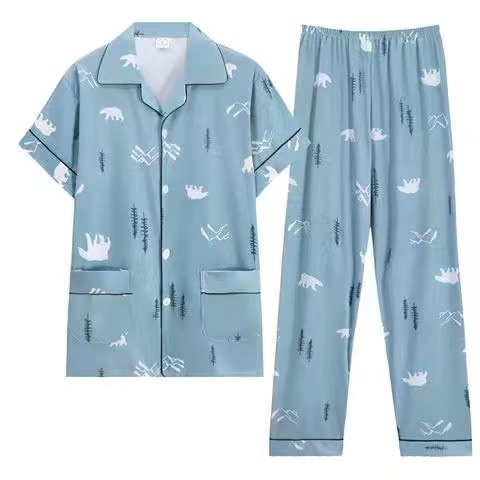 100% pijamas de algodón para hombres de manga larga de primavera, Otoño e Invierno para hombres ropa para el hogar de manga corta