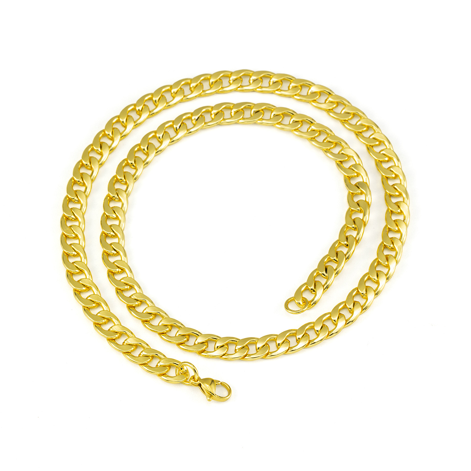 Cuban Chain Men's Necklace 7mm Gold Jewellery Gold Cuban Link_voghion.com