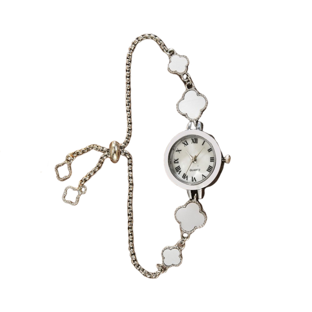 Reloj de estudiante transfronterizo Fritillaria ins estilo universitario temperamento esfera pequeña decoración de trébol de cuatro hojas pulsera perezosa