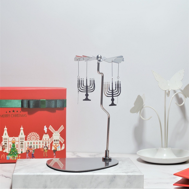 INS Amazon fuente Navidad aromaterapia Acero inoxidable doles triángulo redondo bandeja giratoria candelabro linterna