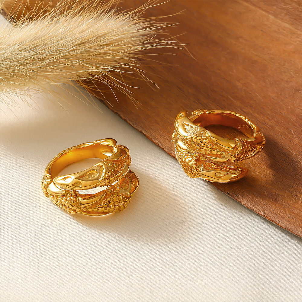 Fashionable Adjustable Open Mouth Ring, Personalized Snake Head Stainless Steel Ring, Women's Non Fading Accessory_voghion.com