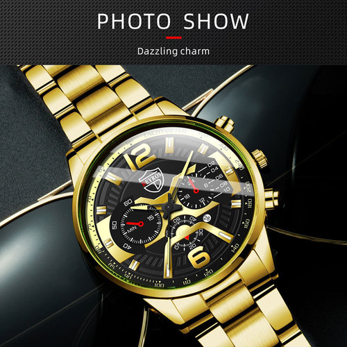 DEYROS cross-border men's fashion calendar watch men's Korean version student watch stainless steel quartz watch for men