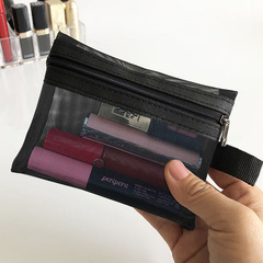 New cosmetic bag small lipstick air cushion bag portable mini makeup bag mesh simple girly heart