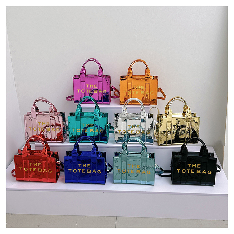 Cross-border Simple Tote Bag Women's 2023 New Bright Patent Leather Letter Ins Shoulder Crossbody Bag Portable Cross-border Simple Tote Bag Women's 2023 New Bright Patent Leather Letter Ins Shoulder Crossbody Bag Portable