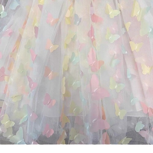 Children's summer dresses 2024 new butterfly knot princess spaghetti strap dresses for girls, rainbow dress
