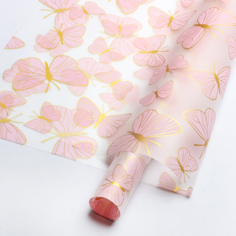 Flor de oro mariposa flor de papel de embalaje ramo diy regalo floral paquete floral flor flor floral floral floral florista papel de vidrio