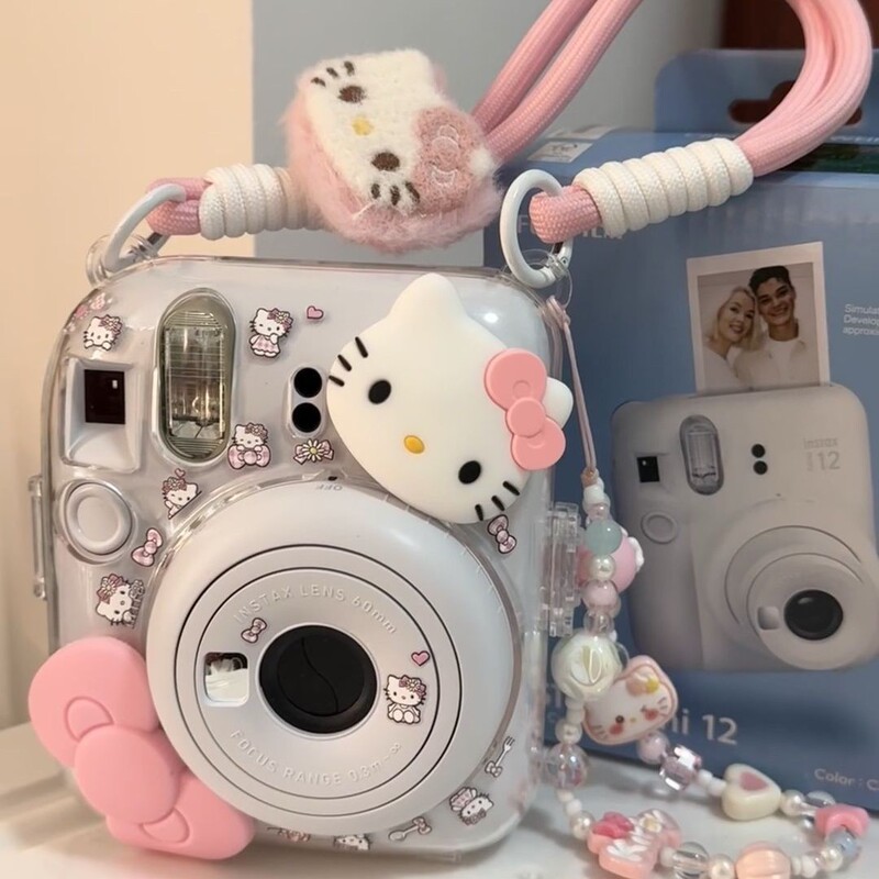 [Mini12 Transparent Shell] Instax Crystal Shell Instant Camera Hard Shell Protective Case Chain Trendy
