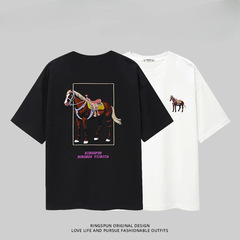 【駿馬】男女同重ポンド高品質プリント半袖男性半袖夏tシャツを厳選