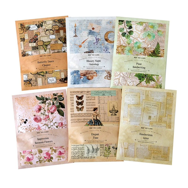 Mo Mo Material Sticker Set Hand of the Favorites Room Retro Hand -in -Boarded Patching Plant Plant Butterfly
