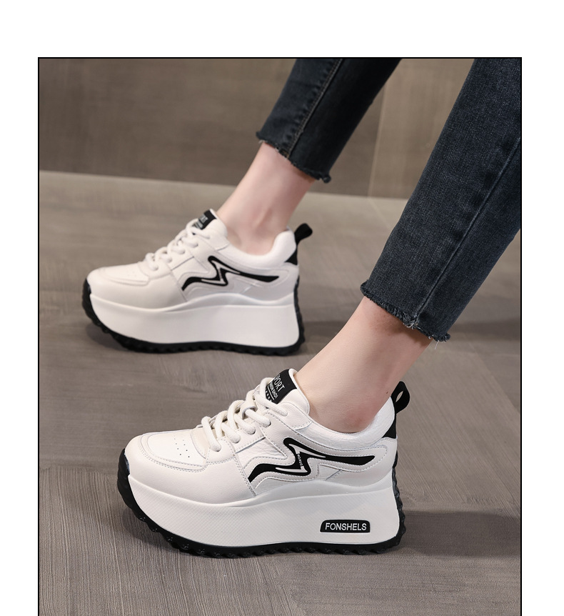 Giày sneaker nữ đế dày tăng chiều cao, phong cách thể thao trắng đa năng — Cơm trắng mơ chi tiết 12