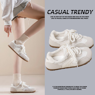 Lightweight Thin-soled Sports Training Shoes Women's 2025 New Spring and Autumn White Shoes All-match Round-toe Flat Casual Shoes Trendy