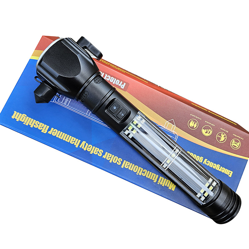 Lintera de emergencia multifuncional personalizada de luces de aluminio al aire libre zumbador zoom linterna de luz brillante