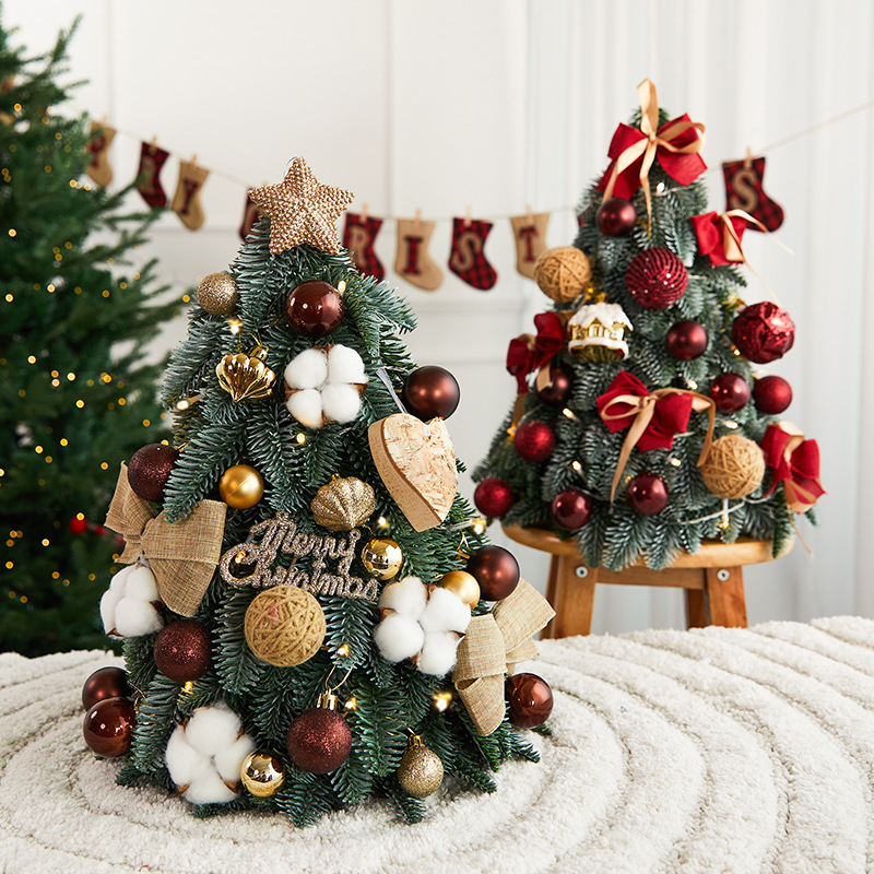 Shengyuan nuevo set de árbol de Navidad de bolas rojas y blancas, decoración de la atmósfera de Navidad, escritorio, árbol de Navidad de pino
