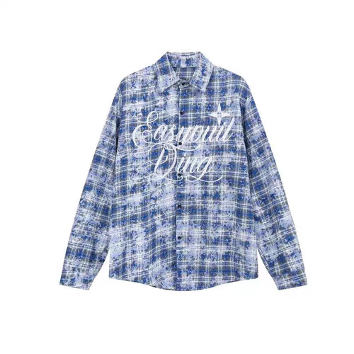Japanese retro design checkered long-sleeve shirt for men and women, 2025 spring commuting versatile loose-fitting shirt and outerwear