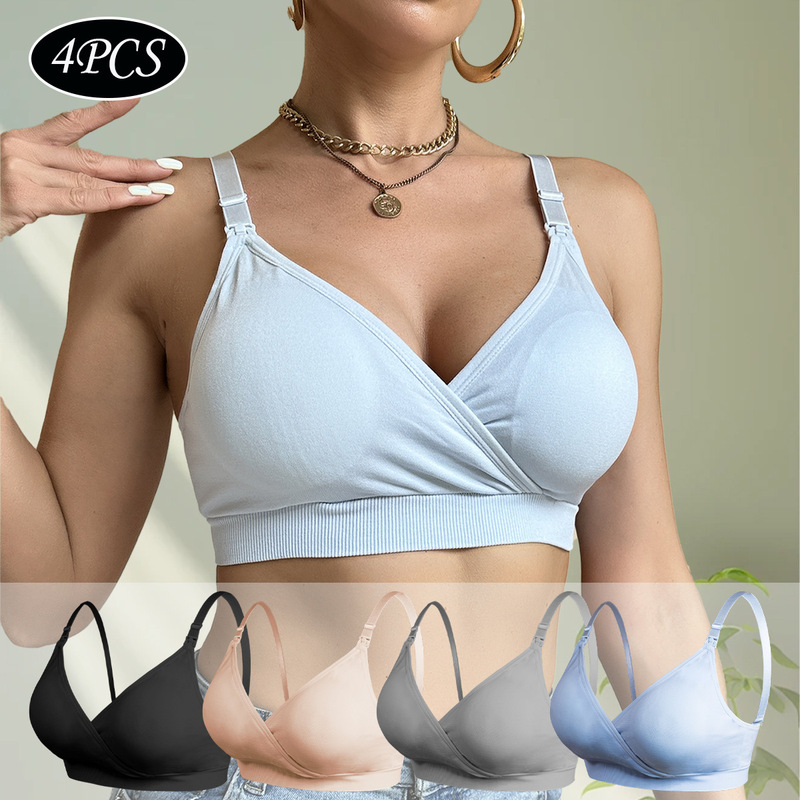 European and American Cross-Border Shein Hot-Selling Maternity Wireless Front-Cross Nursing Bra Pregnancy Push-Up Bra for Women