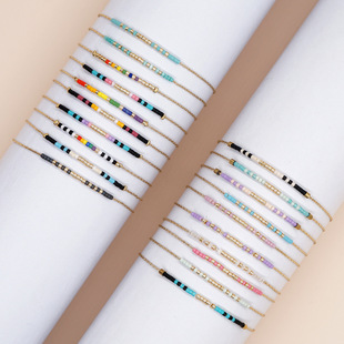 Cross-border niche Japanese imported Miyuki adjustable bracelet Moss password handmade lobster clasp bracelet