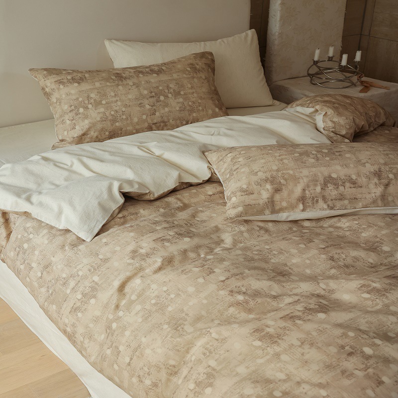 Wabi-Sabi Aesthetic Cotton and Linen Modal Blended Bedding Four-Piece Set Accessible Luxury High-End Quilt Cover Bed Sheetss Bedding