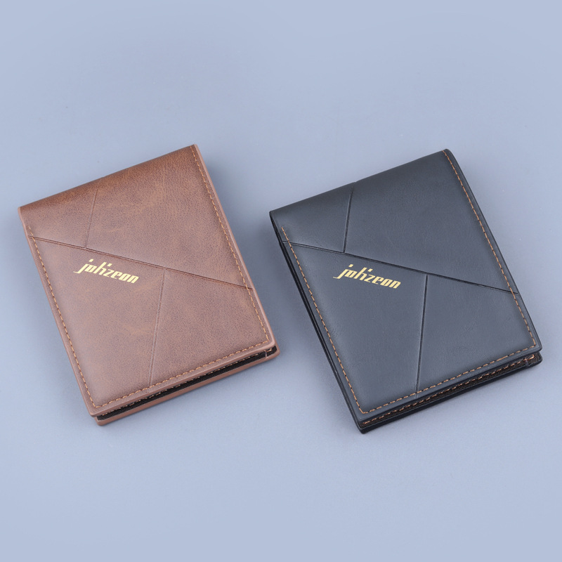 Cartera de lona de los hombres cartera de los hombres bolsa de tarjeta de billetera corta integrada titular de la tarjeta de los hombres clip corto Denim ultrafino hombres