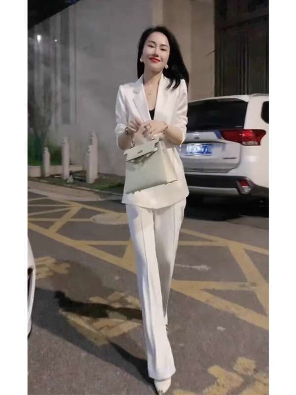This year's popular summer suit women's thin suit jacket high sense light professional suit wide leg pants two-piece set
