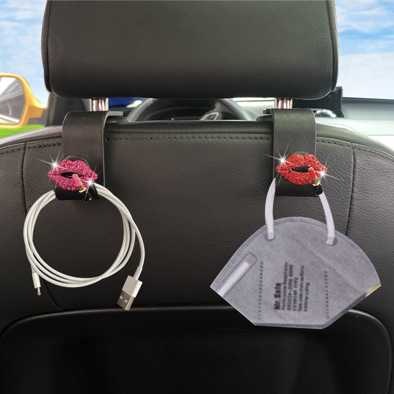 Gancho de coche de moda para coche adhesivo multifuncional mini lápiz labial labios gancho pequeño asiento de coche gancho trasero