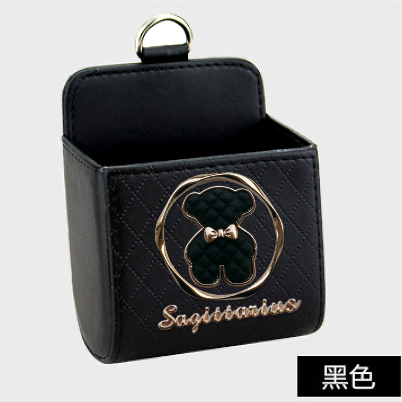 Bolsa de almacenamiento de salida de aire del automóvil bolsas de colgar de teléfonos móviles creativas de metal osos pequeños cajas de almacenamiento de artículos de automóvil almacenamiento de suspensión