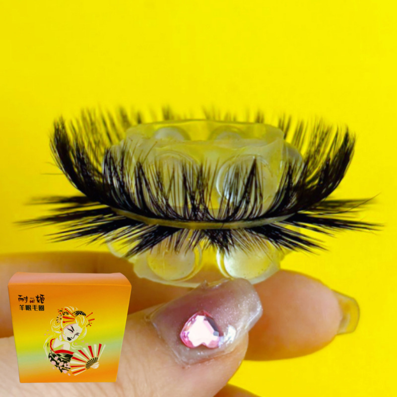 [투명 컬러 입자 커버] + 위쪽으로 구부러진 직모 2겹