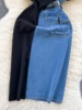 Contrast splicing slim fit mid length short sleeved elegant dress