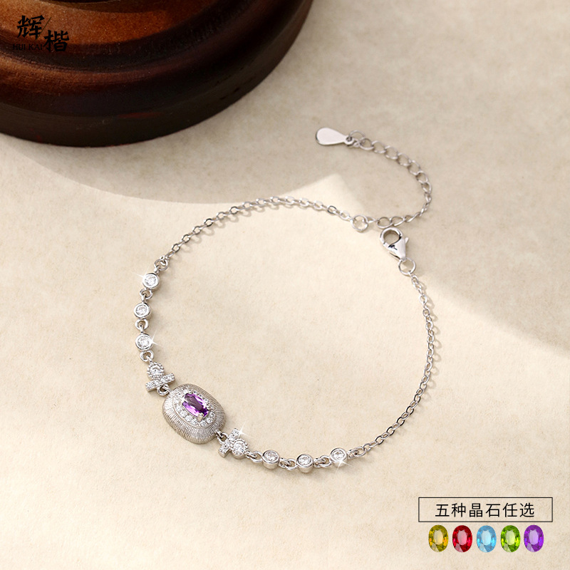 Joyas hechas a mano de piedra natural Pulsera de plata esterlina S925 para mujer