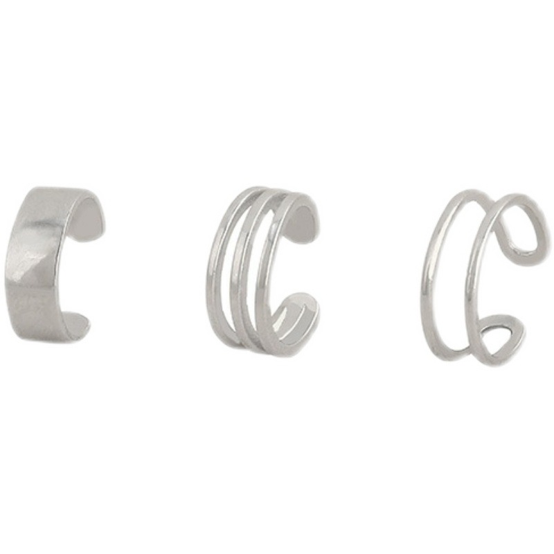 Conjunto de tres piezas de moda de estilo coreano sin orejas perforadas clip de hueso de oreja elegante celebridad de Internet clip de oreja de plata esterlina pendientes simples de mujer pendientes personalizados