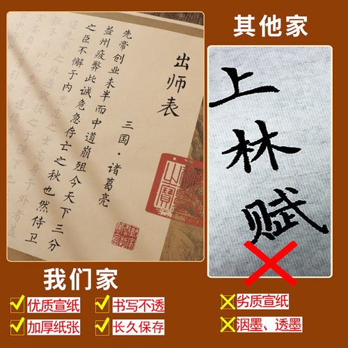 Zhuge Liang, the master of apprenticeship, copied and traced red antique rice paper small regular script brush calligraphy introductory regular script practice copybook