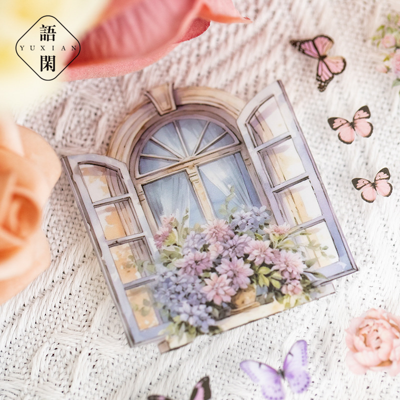 Materiales retro de lenguaje ocio pet pegatinas de doble penetración de este árbol de principios de primavera estilo artístico decoración de campana de mano collage base