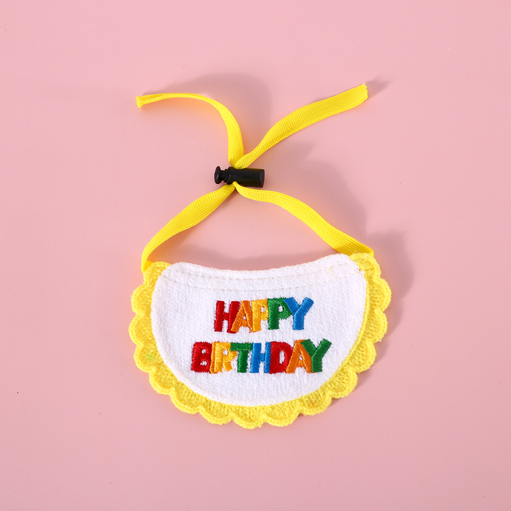Cumpleaños para gatos y perros, vestido de fiesta bordado, brazo, sombrero de cinco puntas, lindo conjunto de toallas de saliva para mascotas, toallas de cabeza