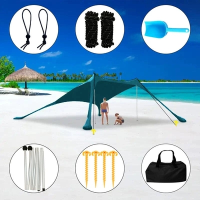 Cross-border Beach Lycra Canopy Avtomobil yan çətirləri - peacock-green-2-aluminum-poles-200210150cm