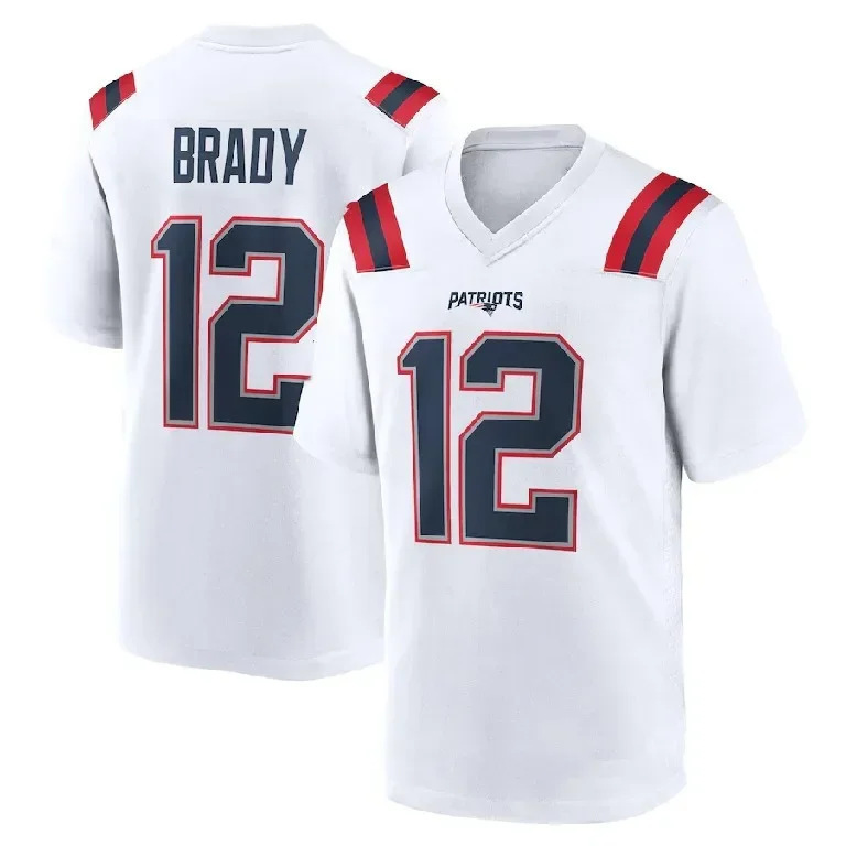 Nfl Patriots Football Uniform Tom Brady Cross-Border New 3D Digital Full-Print V Neck Pullover Short Sleeves Nfl Patriots Football Uniform Tom Brady Cross-Border New 3D Digital Full-Print V Neck Pullover Short Sleeves