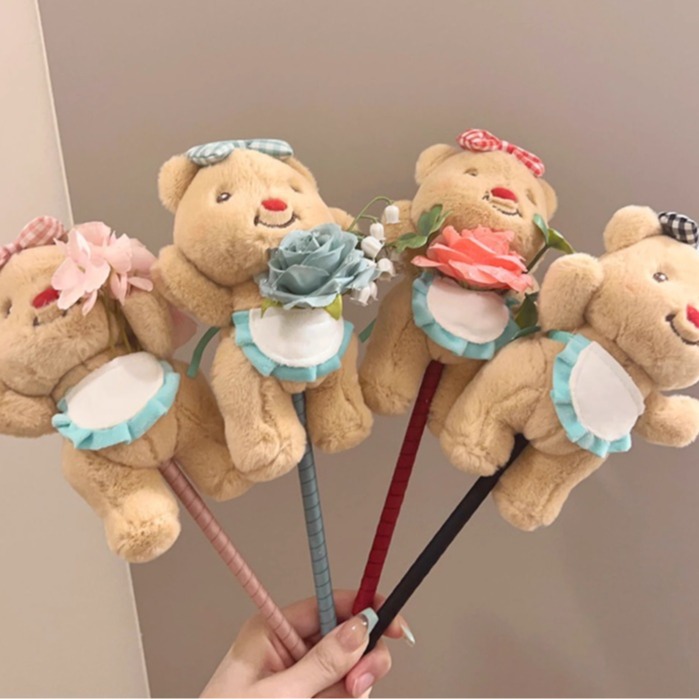 Día del Maestro regalo de mantequilla oso bouquet bolígrafo 2024 nuevo muñeco de dibujos animados para la maestra decoración