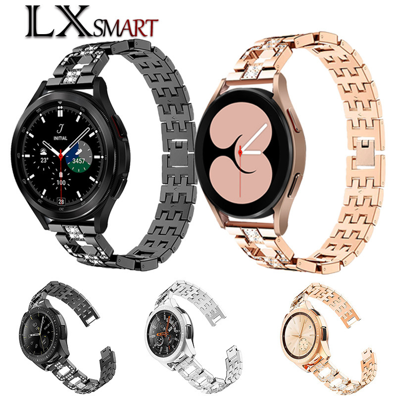 For Samsung S2/3 Watch Galaxy watch4/5D word diamond metal stainless steel strap active2