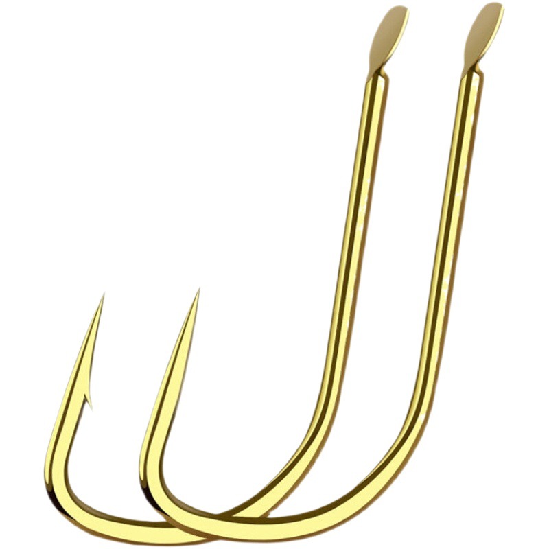 Gold sleeve fishhook bulk with or without barbed genuine goods Taiwan fishing competitive sub-line double hook small fish carp thin hook flat