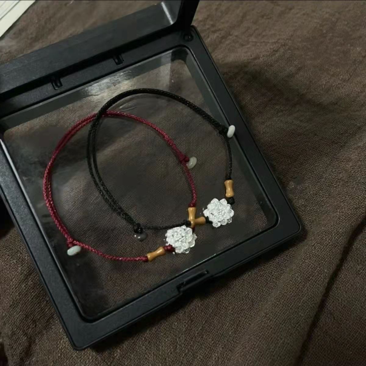 上岸莲花节节高升手绳新中式复古编织手链女友闺蜜礼物手饰