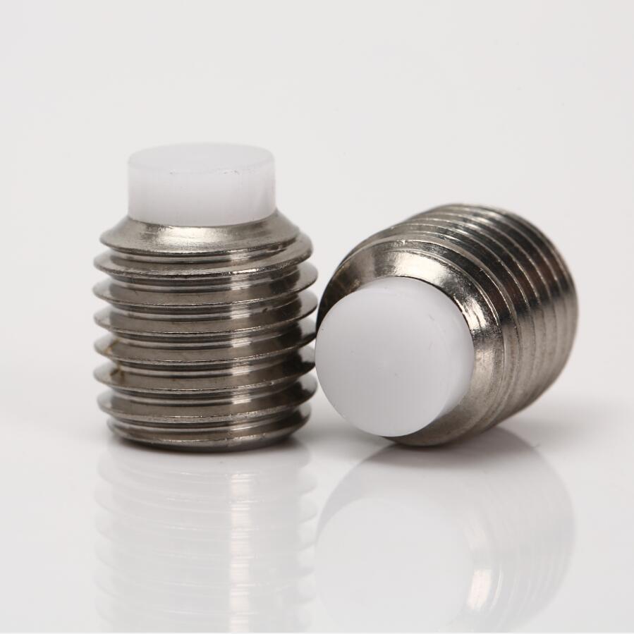 不锈钢M4*7白色塑胶头机米螺丝，POM胶头顶丝，紧定螺丝止付螺钉