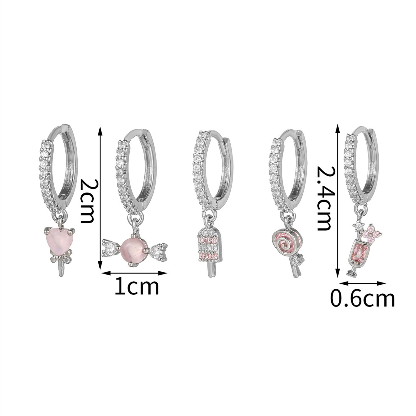 Fashion Candy Brass Earrings Gem Copper Earrings