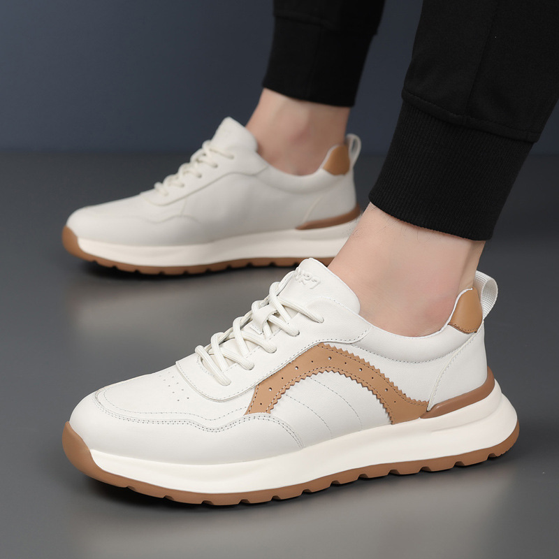 Cabeza de piel de vaca otoño y invierno nuevos zapatos de hombre Gump superligero zapatos casuales de cuero transpirables de moda zapatos deportivos de hombre