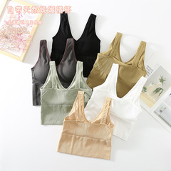 無鋼圈抹胸聚攏可拆卸胸墊大胸顯小文胸外貿V領美背內衣裹胸少女