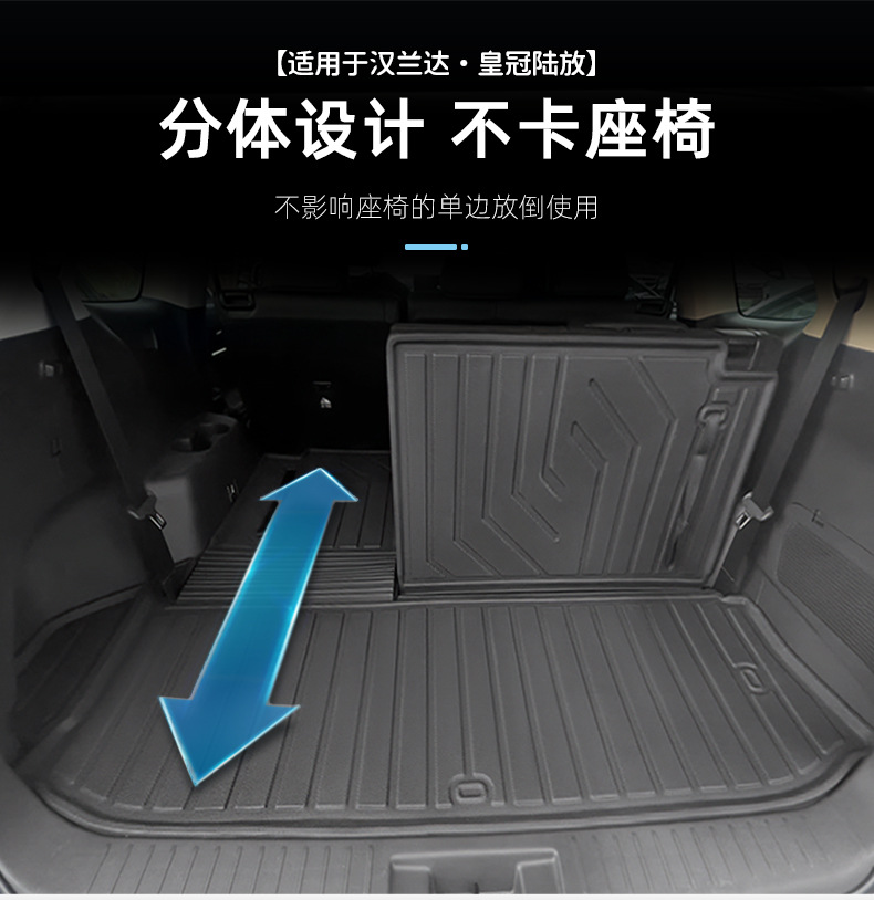 Suitable for 2022 Toyota Highlander integrated tailbox mat TPE back cushion crown land trunk mat