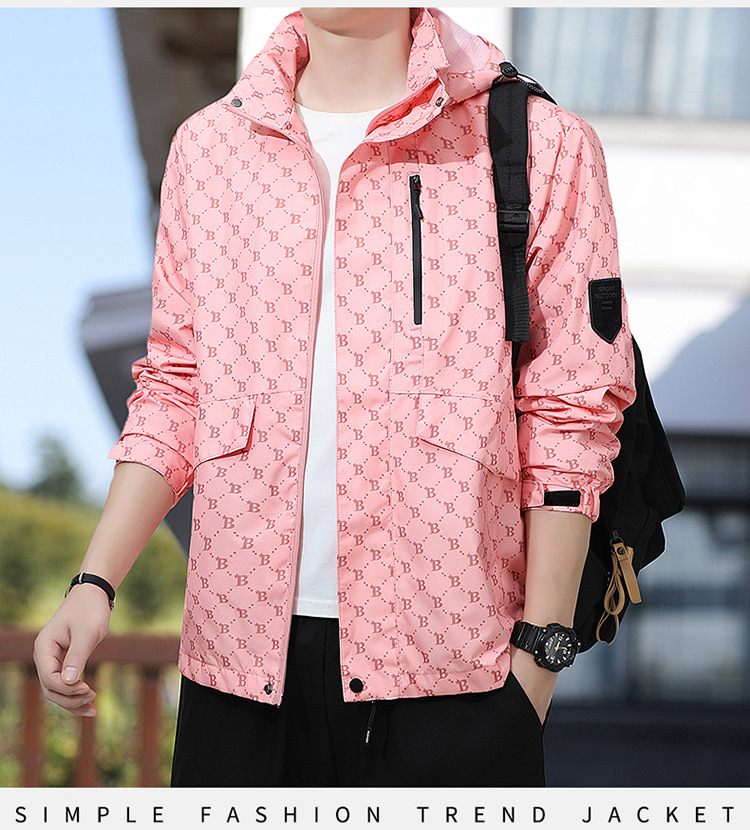 Giacca da uomo primavera e autunno calda giacca a vento moda casual con cappuccio Douyin stile caldo_voghion.com