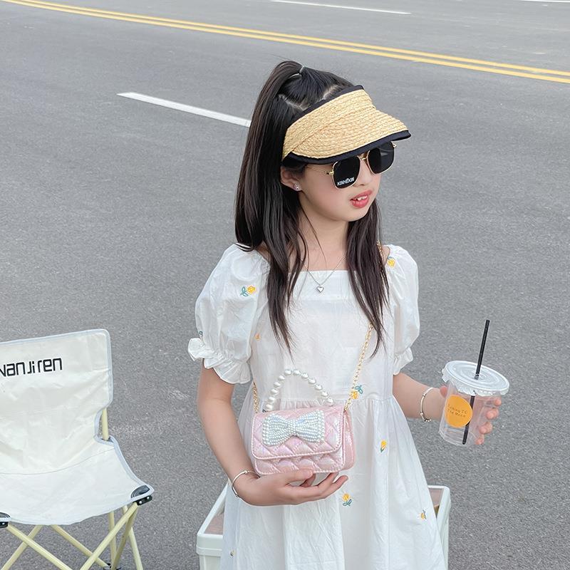 Bolso DE LOS NIÑOS 2022 nueva moda simple niñas bolsa de mensajero lindo arco princesa estilo perla moneda monedero