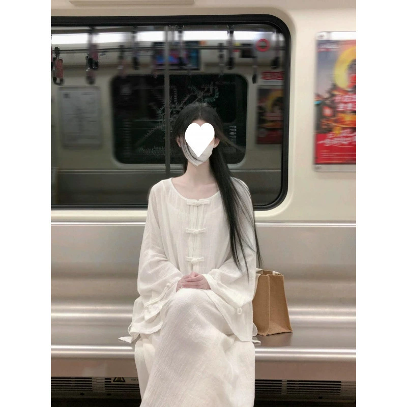 Лето 2025 г., женская одежда в стиле дзен, национальный стиль, новый китайский стиль, крутая рубашка на пуговицах, широкие брюки, сказочный стиль, древний стиль