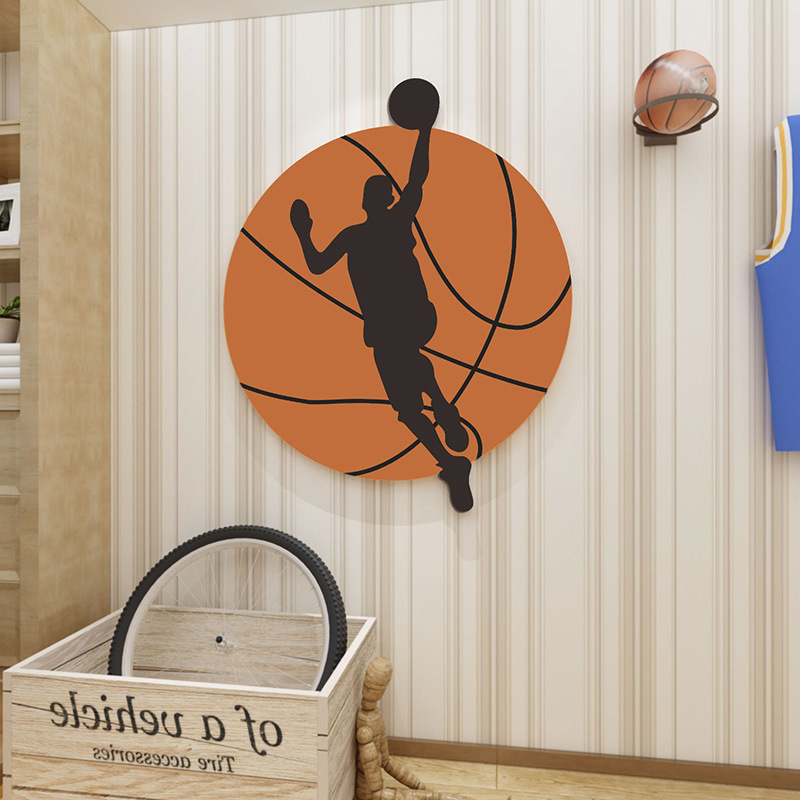 玩具屋创意卡通贴纸儿童房床头立体墙贴男孩卧室布置NBA篮球贴画